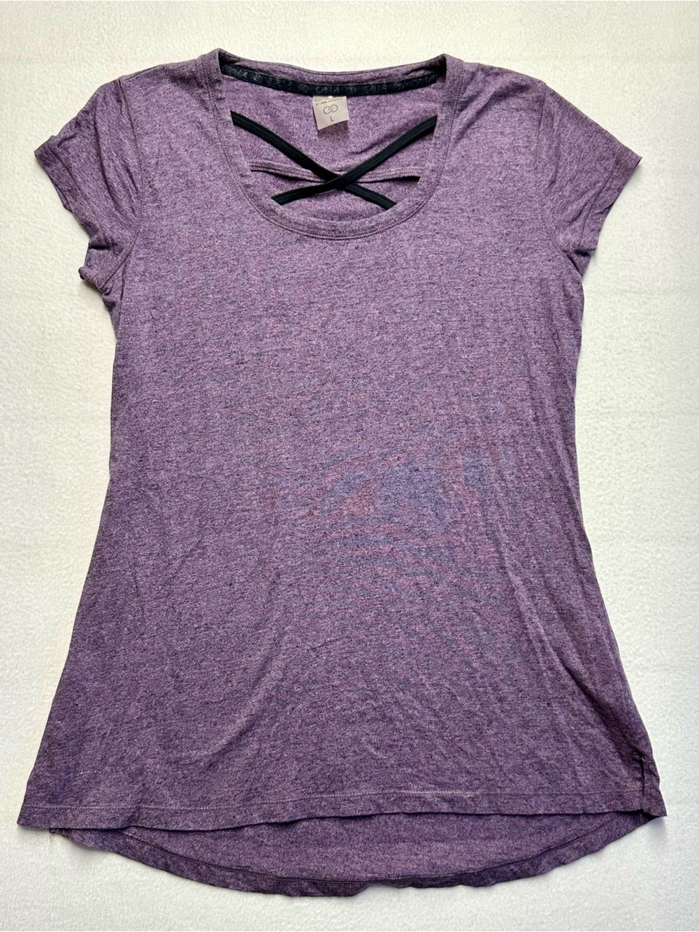 CALIA by Carrie Underwood Women’s Large Purple Criss Cross Neck Active Tee